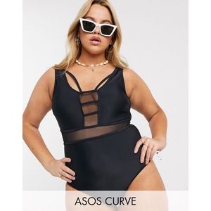 NWOT ASOS Mesh Insert Black Swimsuit